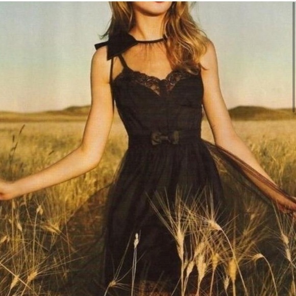 Rodarte Lace/Chiffon Tulle Black Mini Dress / Bows Size Small - Picture 2 of 14